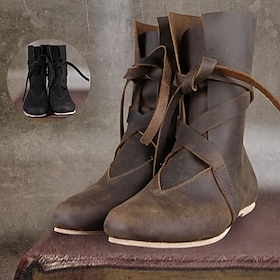 Retro Vintage Medieval Renaissance Shoes Flat Jazz Boots Turn Shoes Ren Faire Pirate Viking Ranger Men's Women's Unisex Celtic Pirate Halloween Masquerade Part