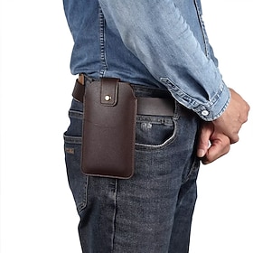 Men Cellphone Loop Holster Case Belt Waist Bag Props PU Leather Purse Phone Wallet Vintage Belt Mobile Phone Protective Sheath