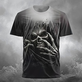 Halloween Men's Grim Reaper Reaper T Shirt Short Sleeve T shirt 3D Print Crew Neck Shirt Designer Gothic Party Street Casual Black Summer Spring Clothing Appar