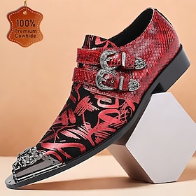 Men's Punk Style Double Buckle Monk Strap Dress Shoes with Metal Toe Cap - Premium Cowhide Leather, Ideal for Formal Events