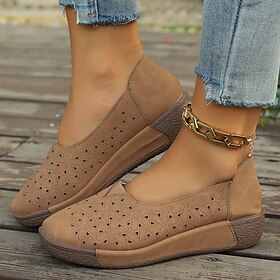 Women's Flat Loafers Comfort Shoes Daily Fall Flat Heel Round Toe Casual Faux Leather Black Blue Brown