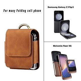 Men's Samsung Z Flip 6/5/4/3/2/1 Universal Phone Case Leather Case Belt Waist Bag Prop PU Leather Bag Phone Wallet Vintage Belt Phone Protective Case