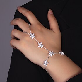 Women's Tennis Bracelet Ring Bracelet / Slave bracelet Classic Flower Precious Fashion Simple Rhinestone Bracelet Jewelry Silver For Gift Daily Engagement