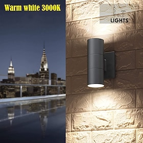 L.T LIGHTS 30 cm Buiten Wandlamp LED Waterproof Wandlamp Dom Zwart Op en Neer Luminiseerbaar Aluminium COB Geschikt voor Tuin Overstek Garage AC85-265V