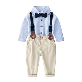 2 Pieces Ring Bearer Suit Boys Kids Shirt Pants Formal Party Cool Gentle Plaid Stripe Light Green Pink Red Cotton