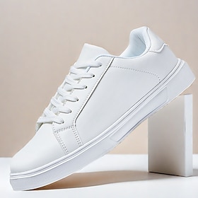 Men's White Casual Sneakers - Stylish and Comfortable Lace-Up Shoes for Everyday Wear