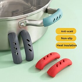 5PCS Silicone Pan Handle Cover Heat Insulation Assist Handle Holder Grip Sleeve Kitchen Gadgets