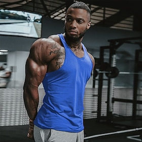 Men's Solid Colored Running Tank Top Workout Tank Singlet Summer Spring Fall Y Back Sleeveless Casual Athletic Cotton Quick Dry Lightweight Soft Breathable Gym