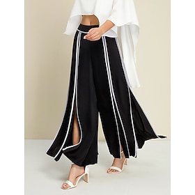 Femmes Culottes Jambe Large Maxi Satin Élégant Bureau Quotidien Noir Toutes saisons S M L: retailer-supplied image