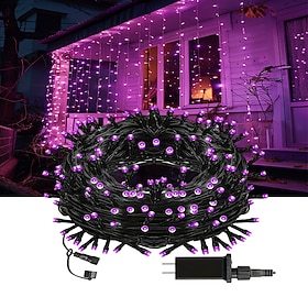 Halloween Purple Light String 8 Function Indoor and Outdoor Halloween Decorative Light String Low Voltage Safety Plug 10 Meters 100 Lights 20 Meters 200 Lights