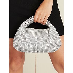 Women's Silver Rhinestone Handbag  Sparkling Evening Clutch Bag for Parties, Weddings, and Formal Events