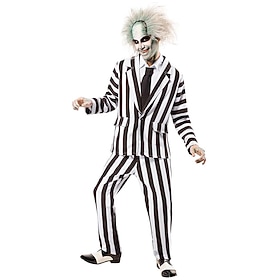 Beetlejuice Halloween Outfits Suits Blazers Beetlejuice 2 Horror Movie Adults' Men's Carnival Performance Party Easy Halloween Costumes Dress Up