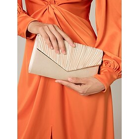 Women's Elegant Beige Clutch Bag with Detachable Chain Strap  Versatile Evening Purse for Weddings, Parties, and Formal Events