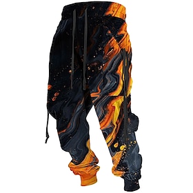 Men's Graphic Sweatpants Joggers Trousers Mid Waist Casual Outdoor Side Pockets 3D Print Fall Winter 3D Print Black