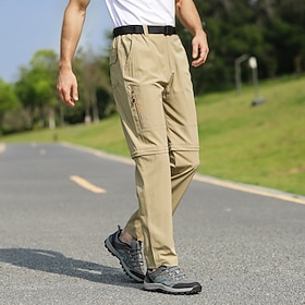 Men's Cargo Pants Tactical Pants Trousers Buttons Convertible Multi Pocket Plain Quick Dry Wearable Outdoor Daily Camping Hiking Fashion Classic Black Army Gr