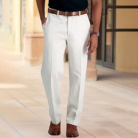 Men's Dress Pants Tapered pants Trousers Suit Pants Pocket Plain Comfort Soft Full Length Wedding Business Casual Fashion Streetwear Black White