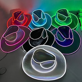 Cowgirl Hat Fedora Light Up Cowboy Hat Glowing Fedora Hat Glow In the Dark for Music Festivals Sparkly Glowing Cowboy Hat Versatile