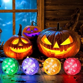 4pcs LED Pumpkin Light with the Remote Control Waterproof for Halloween Decoration Color Changing Waterproof LED Lights for Holiday Party Decor Glass Vase Swim