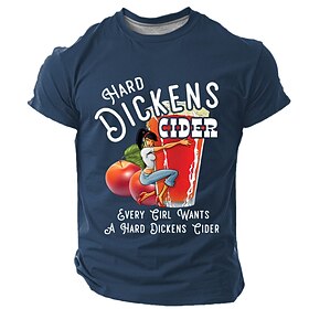 Men's Funny Slang T Shirt Short Sleeve T shirt 3D Print Crew Neck Shirt Retro Vintage Casual Street Style Sports Outdoor Holiday Going out Black Blue Spring  S