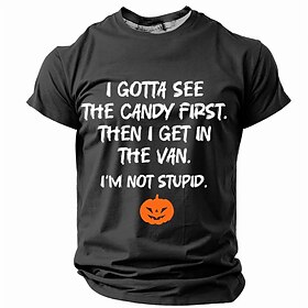 Halloween Men's Creepy Lettering Funny Slang T Shirt Short Sleeve T shirt 3D Print Crew Neck Shirt Retro Vintage Casual Street Style Street Sports Outdoor Casu