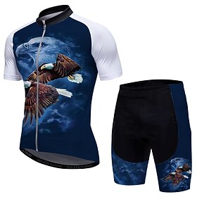 Men's Cycling Jersey with Shorts Short Sleeve Mountain Bike MTB Road Bike Cycling Blue Eagle Bike Spandex Sports Eagle Clothing Apparel