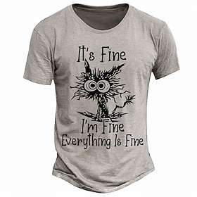 Men's Short Sleeve Graphic T-Shirt It's Fine I'm Fine Everything Is Fine Funny Stressed Cat Print
