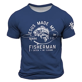 Men's Graphic Slogan T Shirt Short Sleeve T shirt 3D Print Crew Neck Shirt Retro Vintage Casual Street Style Sports Outdoor Holiday Going out Blue Royal Blue S