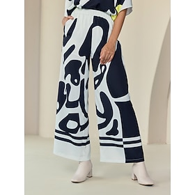 Damenhose schwarz Satin weites Bein neutral lässig täglich Frühling Herbst jahreszeitenübergreifend: retailer-supplied image