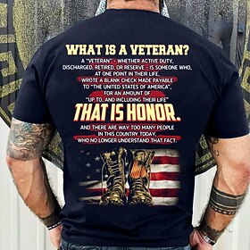 Men's Patriotic Veteran T-Shirt - 'What is a Veteran? That is Honor.' USA Flag Military Boots Graphic Tee