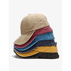 Men's Vintage Washed Cotton Baseball Cap - Adjustable Dad Hat in Multiple Colors for Casual Wear