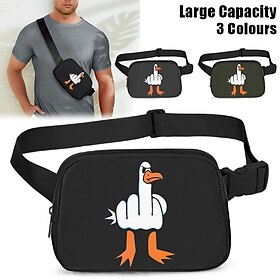 Funny Goose Print Waist Bag with Adjustable Strap - Quirky Crossbody Fanny Pack for Casual Outings