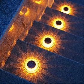 1 PC Solar Powered Underground Light Waterproof Lace Ground Plug Light Courtyard Mounted Underground Light Outdoor LED Solar Powered Lawn Light Staircase Light
