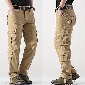 Men's Cargo Pants Tactical Pants Trousers Buttons Multi Pocket Plain Wearable Outdoor Daily Camping Hiking Fashion Classic Dark Khaki Grass Green