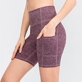Women's Gym Shorts Yoga Shorts Workout Shorts with Phone Pocket High Waist Pilates Gym Workout Workout Shorts Graphic Dark Grey Black Dark Green Spandex Sports
