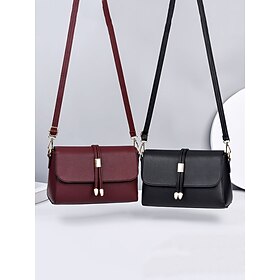 Women's Faux Leather Crossbody Bags in Black and Burgundy – Elegant Shoulder Bags for Everyday Use and Special Occasions