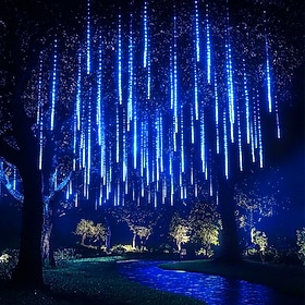 Meteor Shower Lights Outdoor, 20 Inches 8 Tubes 240 LED Snowfall Lights, Waterproof Meteor Christmas Lights Outdoor, Hanging Falling Rain Lights for Tree Bushe