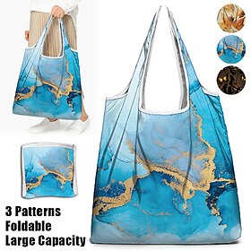 Abstract Blue and Gold Marble Tote Bag for Women  Reusable Eco-Friendly Shopping Bag with Artistic Design, Perfect for Daily Use and Travel
