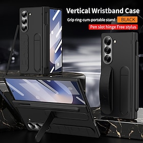 Phone Case For Samsung Galaxy Z Fold 7 Z Fold 6 Back Cover with Stand Holder with Screen Protector Full Body Protective Retro Armor PC Silicone