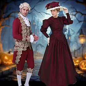 Princess Prince Queen Halloween Outfits Couples Retro Royal Style Rococo Adults' Men's Women's Halloween Carnival Performance Party Masquerade Easy Halloween C