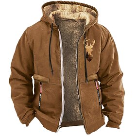 Men's Cowboy Deer Sweatshirt Long Sleeve Sweatshirts Hooded Vintage Western Style Vacation Streetwear Fall Winter Black Brown Green Clothing Apparel Designer