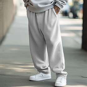 Hombre Pantalones de Deporte Pantalones de lana Persona que practica jogging Pantalones Cintura elástica Holgado Pierna recta Color sólido Plano Transpirable L