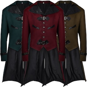 Punk Gothic Medieval Steampunk Coat Tuxedo Trench Coat Vampire Magician Fancy Dress Men's Steampunk Halloween Masquerade Performance Adults' Coat