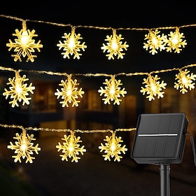 Solar LED Snowflake Waterproof Fairy String Lights 30/50/100 LED 8 Modes of Lighting Outdoor Backyard Garden Holiday Garden Wedding New Year Party Outdoor Ind