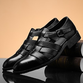 Men's Brown Leather Fisherman Sandals - Comfortable Casual Summer Shoes with Buckle Strap