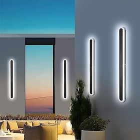 Modern Outdoor Waterproof LED Wall Sconce 15.7-70inch Color Light Optional IP65 Black Acrylic Wall Light Fixture Frosted Elegant AC85-265V