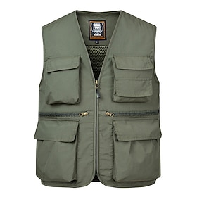 Men's Vest Gilet Fishing Vest Hiking Vest Daily Date Vacation Fashion Casual Spring Summer Pocket Nylon Breathable Comfortable Plain Zipper V Neck Regular Fit