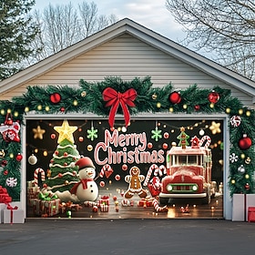 Christmas Door Decorations Outdoor Garage Door Cover Xmas Banner Pile of Gifts Large Christmas Backdrop for Holiday Outdoor Garage Door Home Wall Decorations