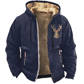Men's Cowboy Deer Sweatshirt Long Sleeve Sweatshirts  Hooded Vintage Western Style Vacation Streetwear Fall  Winter Black Brown Green Clothing Apparel Designer
