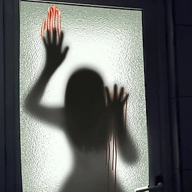 Pegatinas de pared de Halloween: decoraciones autoadhesivas para ventanas de vidrio con manos de fantasmas, fantasmas femeninos, huellas de manos y pies de san