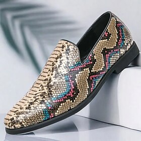 Men's Multicolor Snakeskin Print Loafers  Bold Slip-On Shoes, Perfect for Fashion-Forward Formal and Semi-Formal Occasions